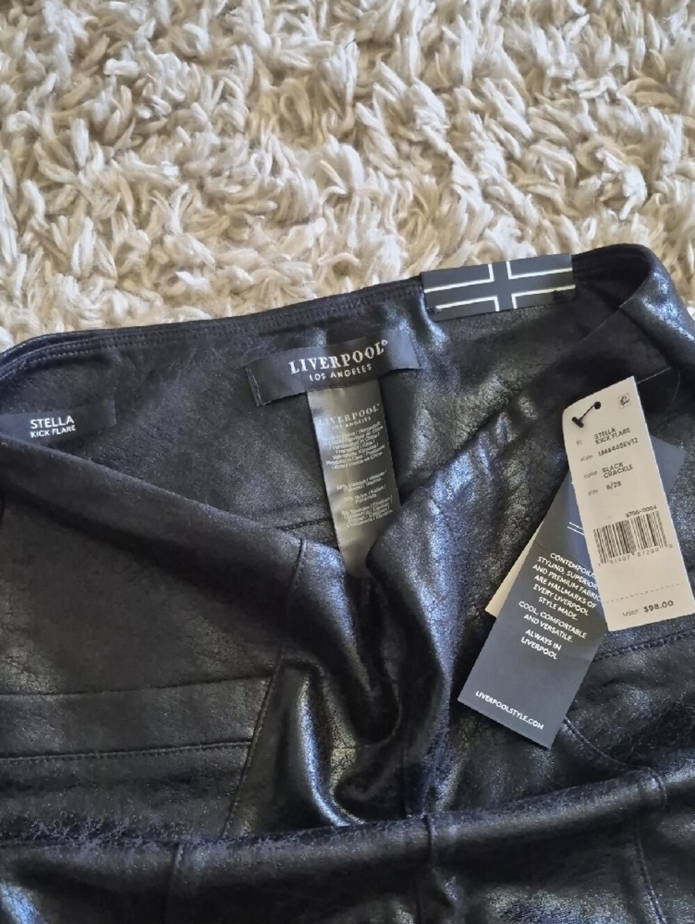 Liverpool Black Faux Leather Cropped Pants - Picture 2 of 6